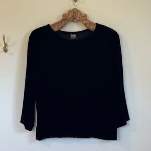 Zona Clothes Vintage Black Velvet 3/4 Sleeve Top Cropped Boxy Fit